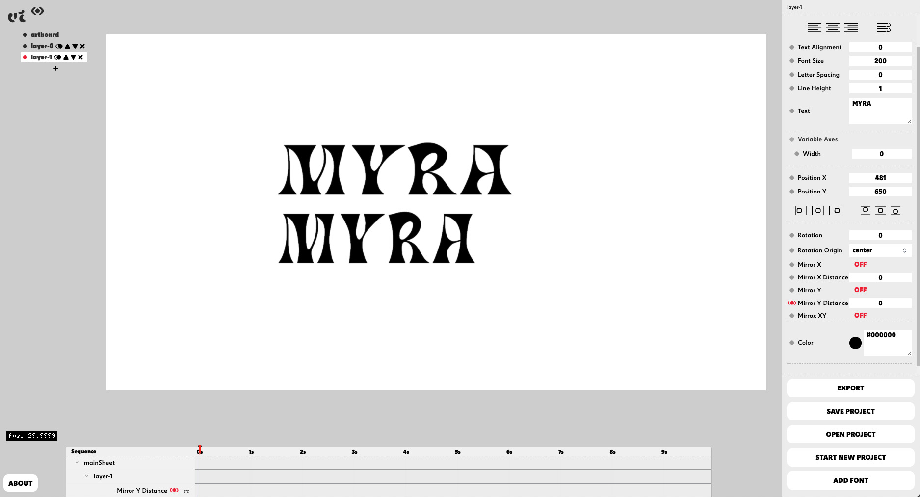 myra variable font screenshot